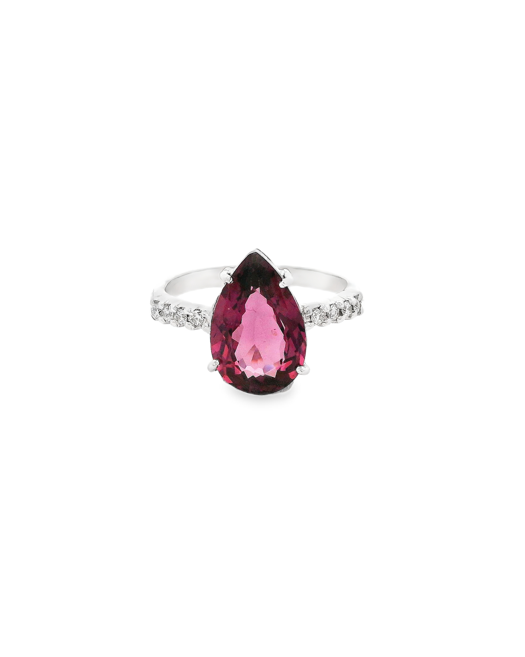 White Gold Ring Featuring A Reddish Purple Pear Shaped Tourmaline luxury rings by Cavari